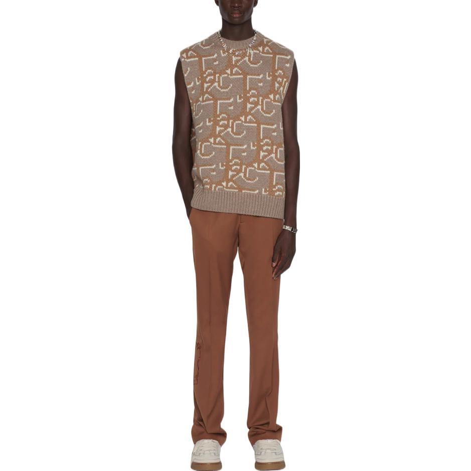 Shop Rompi Rajut Pola Logo Coklat DIOR x Travis Scott FW22 untuk Pria. 283M654AT357-C180