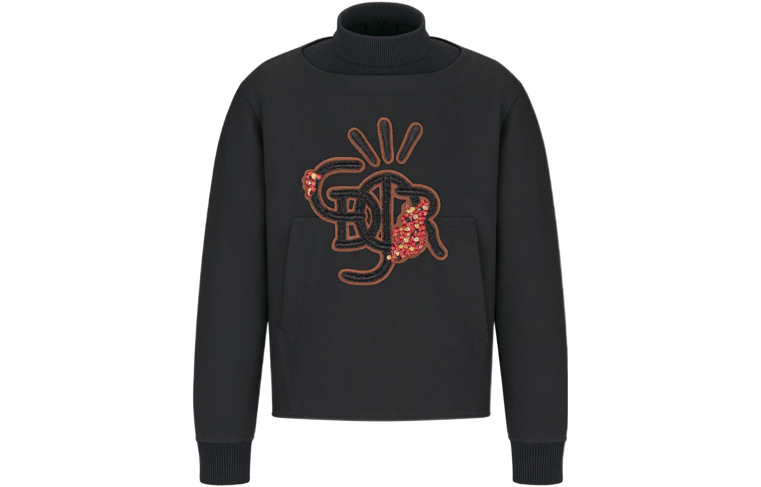 DIOR x Travis Scott FW22 Cactus Jack Logo High-Neck Pullover Hoodie Black 283C683A5519-C989