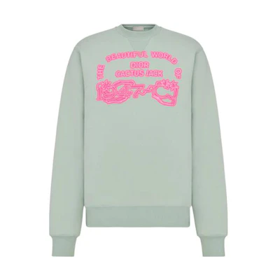 DIOR Travis FW22 Fleece Pullover Sweatshirt Green Edition. 283J646A0531-C684