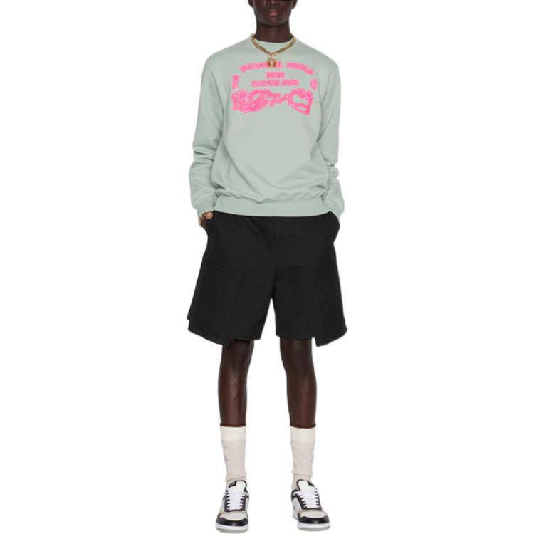 Shop DIOR x Travis Scott FW22 Sweatshirt Hijau Fleece Pullover Edisi. 283J646A0531-C684