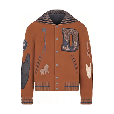 DIOR Travis FW22 Logo Colorblock Baseball Jacket Brown Mens 283J433A0756-788