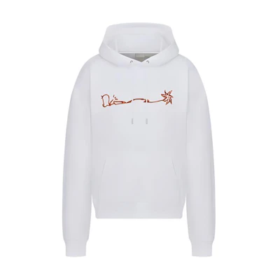 DIOR Travis FW22 Logo Fleece Pullover Hoodie White. 283J678C0531-C083