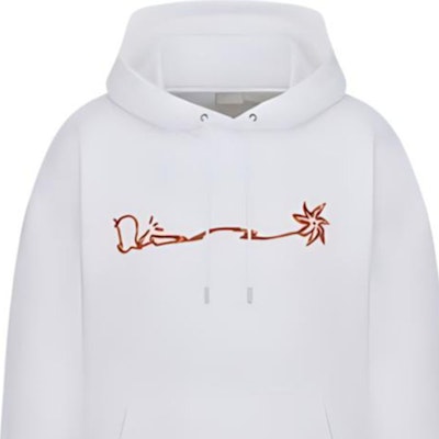 DIOR x Travis Scott FW22 Logo Fleece Pullover Hoodie White. 283J678C0531-C083 Lookbook DIOR x Travis Scott FW22 Logo Fleece Pullover Hoodie White. 283J678C0531-C083