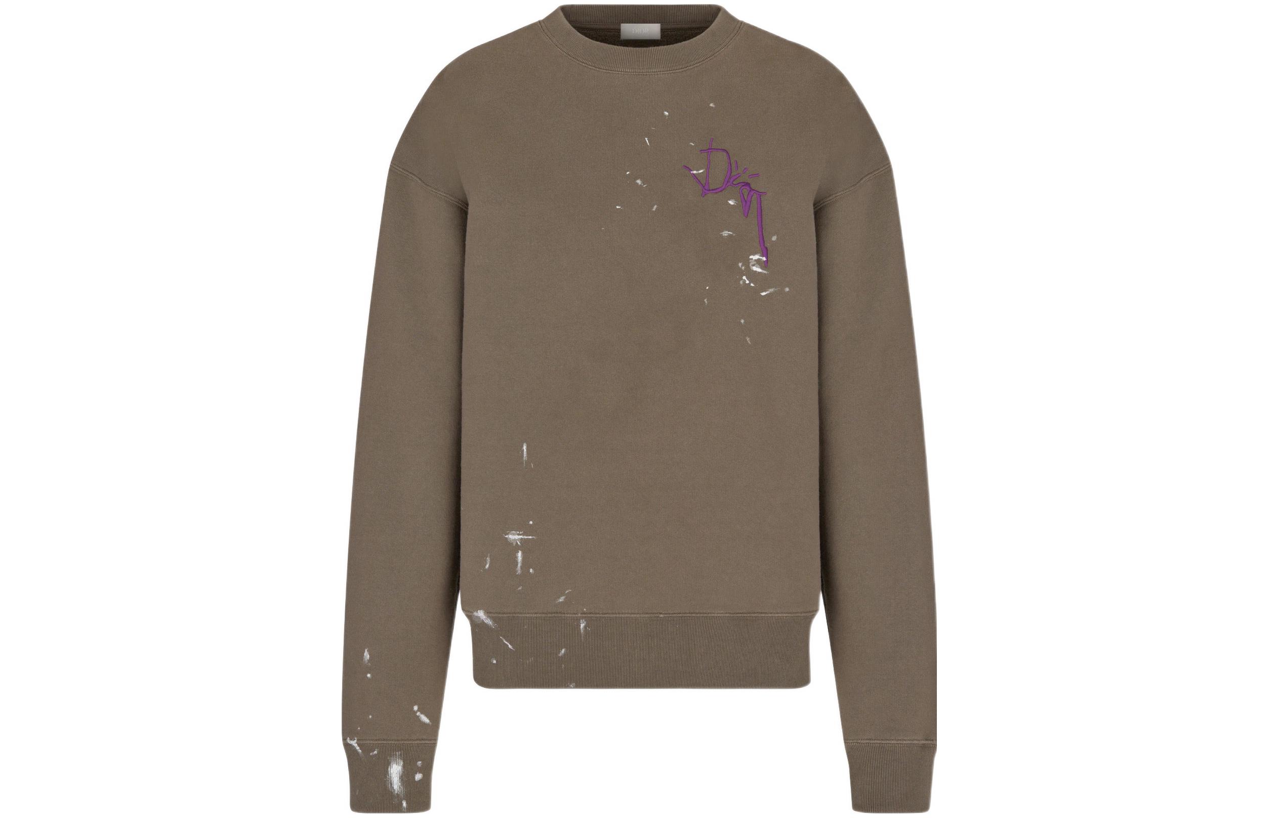 DIOR Travis FW22 Logo Painted Crewneck Oversized Long-Sleeve Sweatshirt Men 283J679A0531-C780