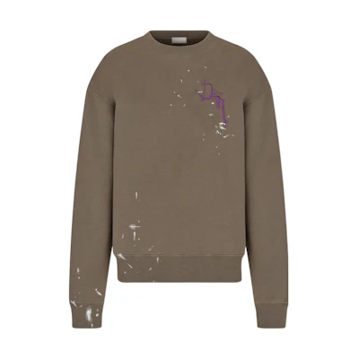 DIOR Travis FW22 Logo Painted Crewneck Oversized Long-Sleeve Sweatshirt Men 283J679A0531-C780
