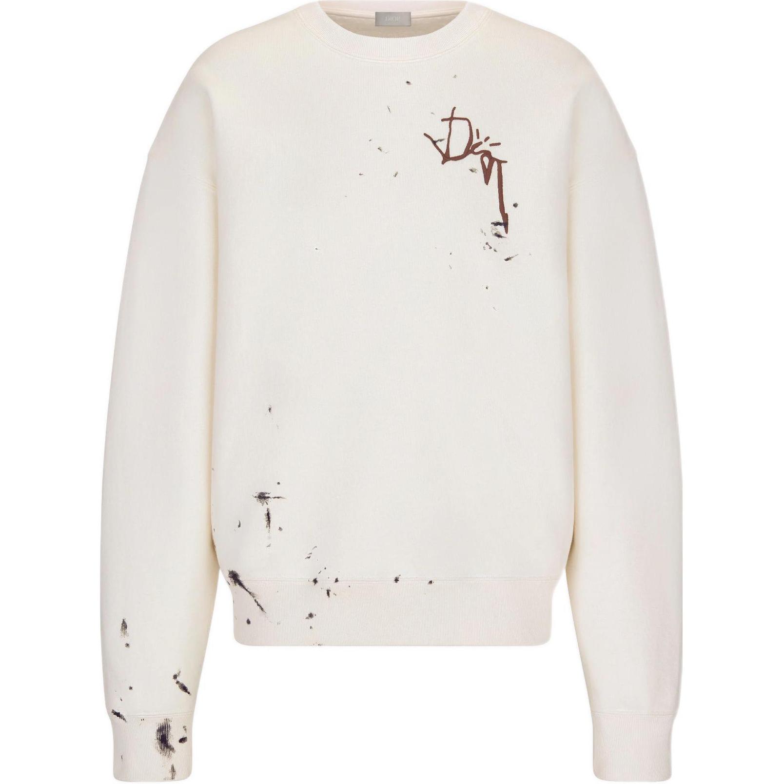 DIOR Travis FW22 Logo Tie-Dye Oversized Crewneck Sweatshirt White 283J679A0531-C088