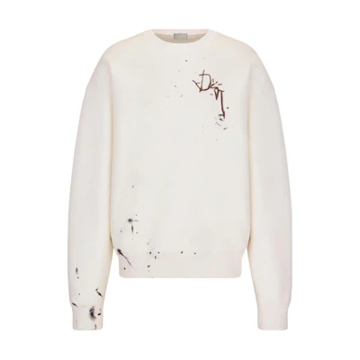 DIOR Travis FW22 Logo Tie-Dye Oversized Crewneck Sweatshirt White 283J679A0531-C088