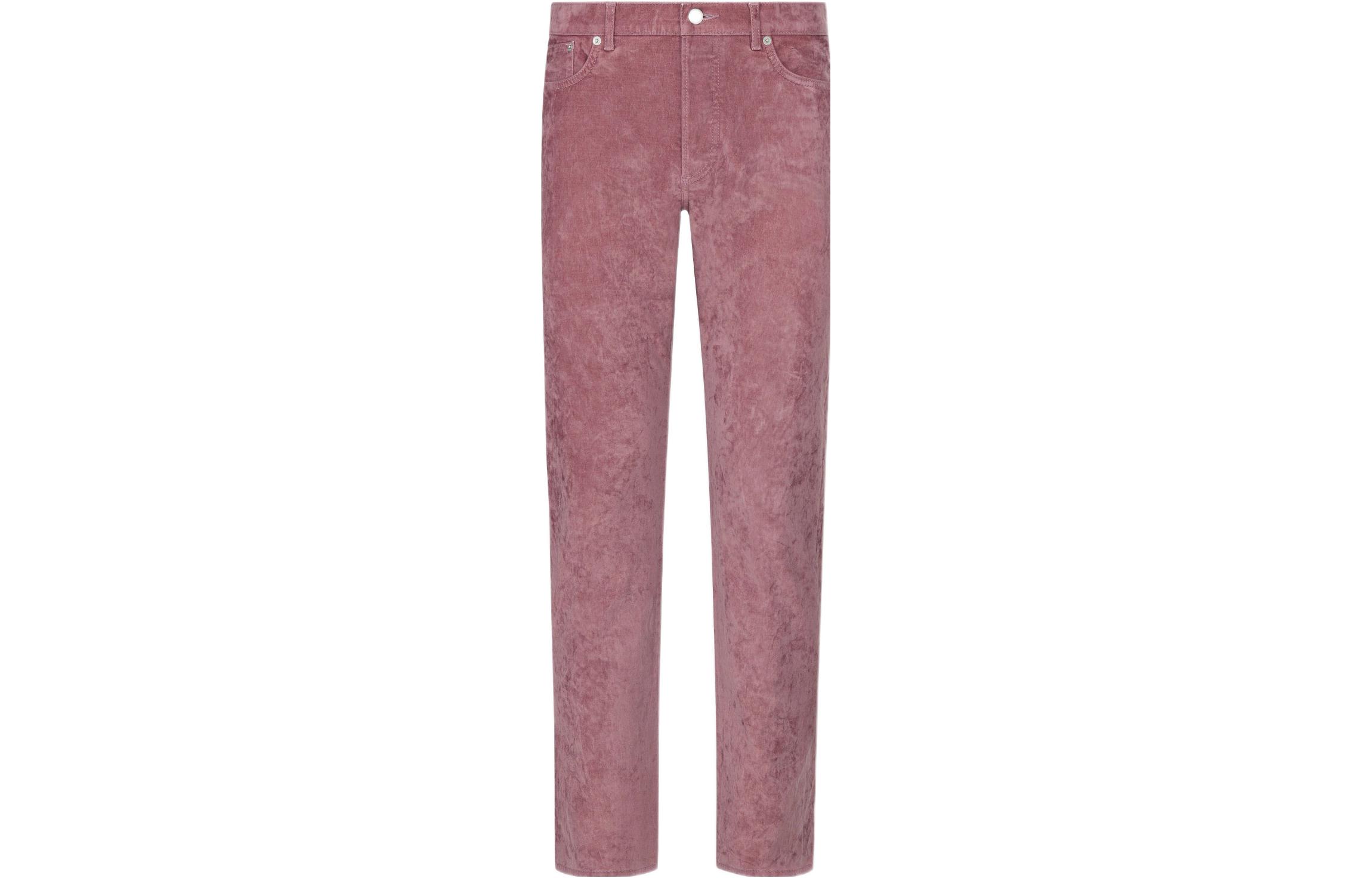 DIOR x Travis Scott FW22 Pink Slim Fit Casual Jeans for Men. 193D011EY512-C430