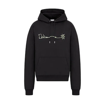 DIOR Travis Logo Fleece Hoodie Black Relaxed Fit Collection 283J678C0531-C986