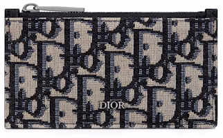 Dior Zipped Card Holder Oblique Jacquard Beige/Black Dior Zipped Card Holder Oblique Jacquard Beige/Black