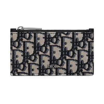 Dior Zipped Card Holder Oblique Jacquard Beige/Black