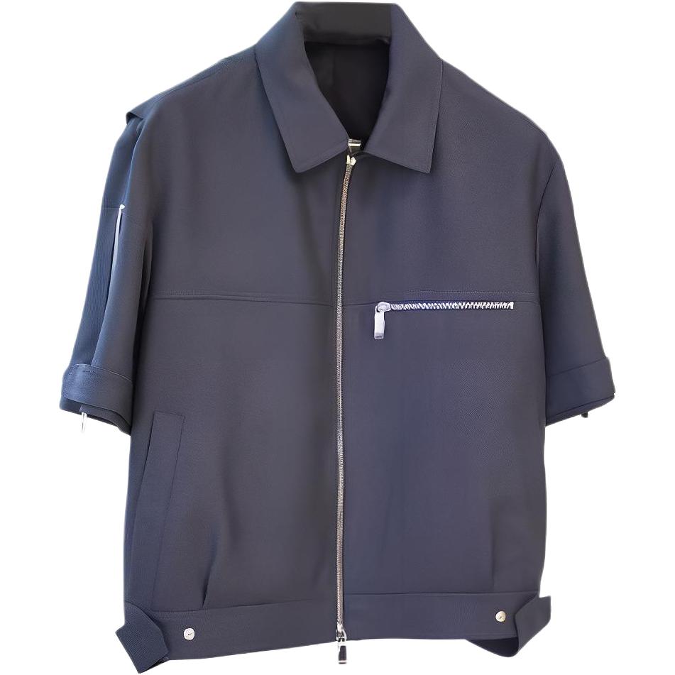 DIOR Zipper Front Short Sleeve Jacket - Blue 023C409A4441-842