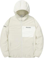 Discovery Expedition Beige Letter Print Patchwork Zip-Up Hoodie Jacket DMWJ7C043-NBD Discovery Expedition Beige Letter Print Patchwork Zip-Up Hoodie Jacket DMWJ7C043-NBD