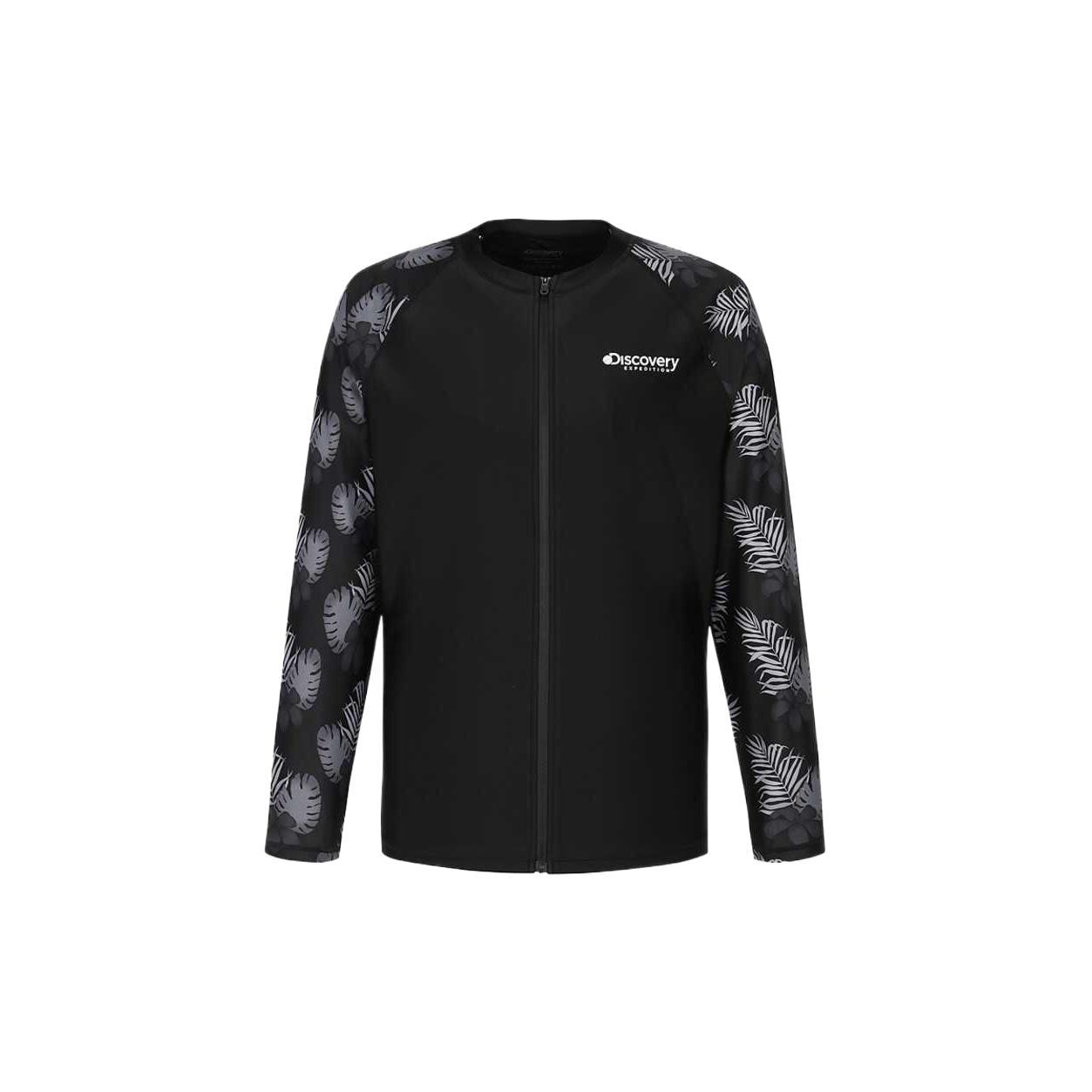 Discovery Expedition Black Floral Rashguard Full Zip Loose Fit Long Sleeve. DMSW67043-BKS