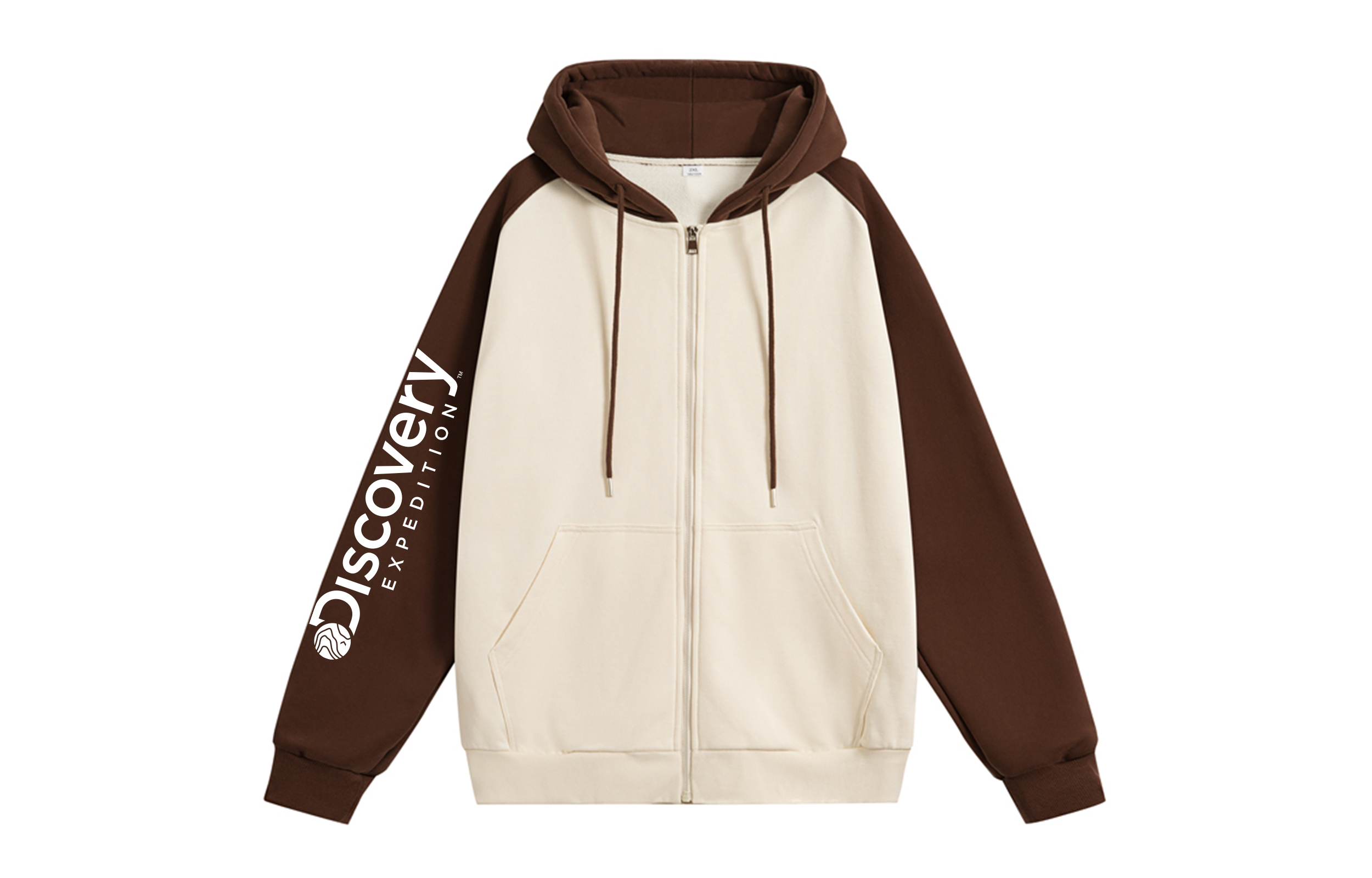 Discovery Expedition Colorblock Logo Hoodie Zip-Up Sweatshirt Unisex Relaxed Fit DAAUL900907