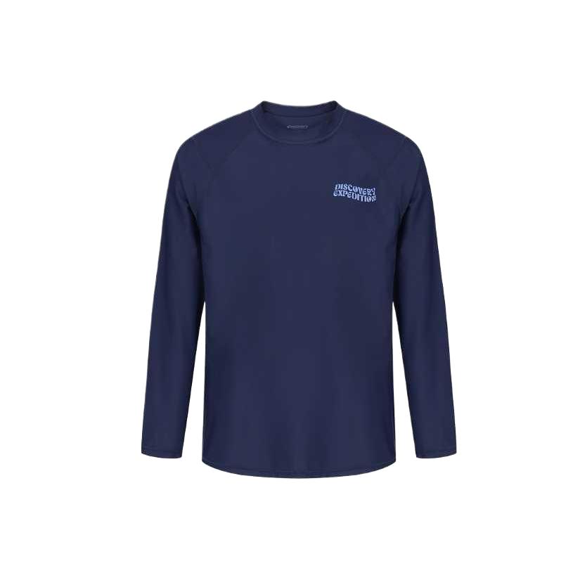 Discovery Expedition Essential Logo Blue Long-Sleeve Rashguard Sweatshirt for Men. DMSW61043-NYS