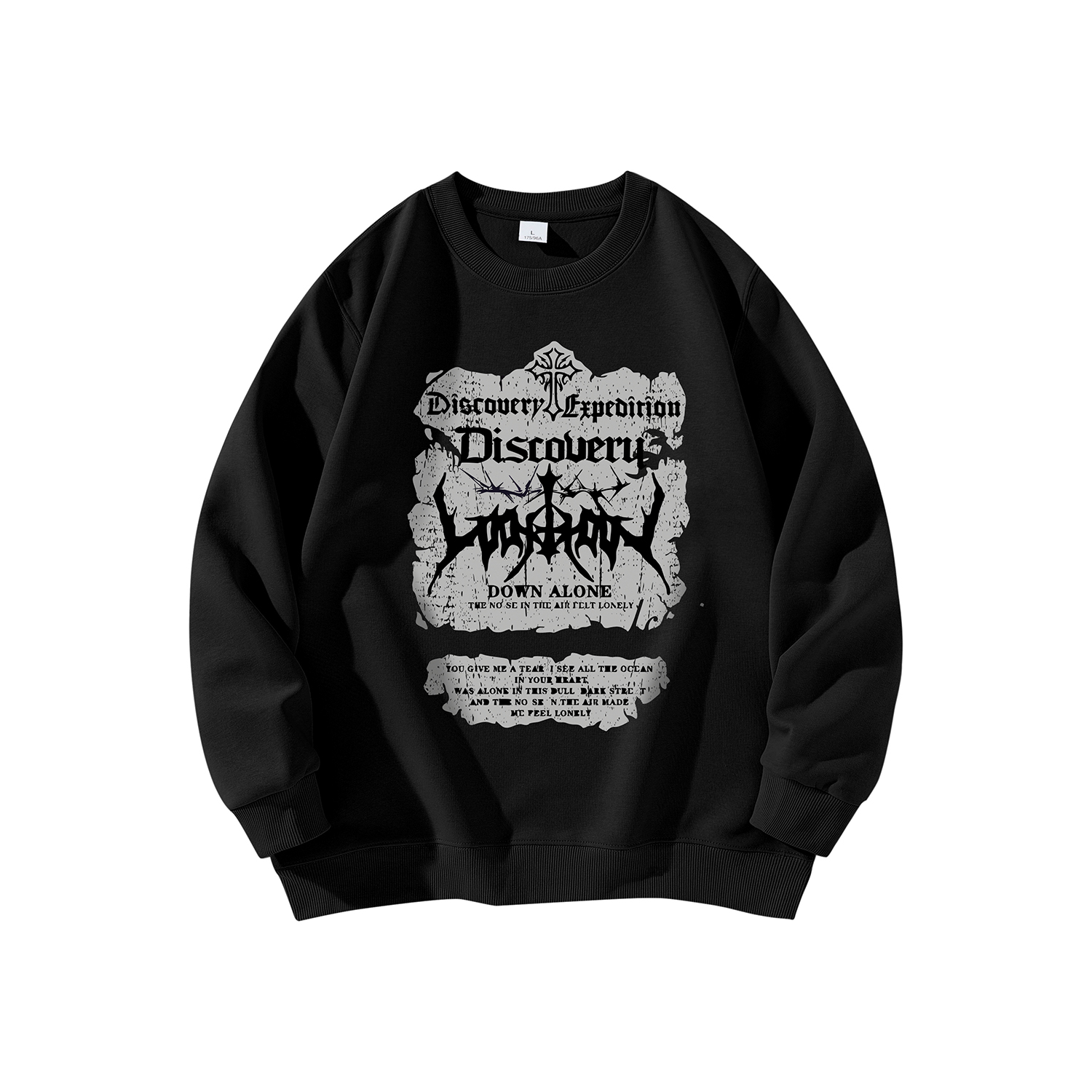 Discovery Expedition Gothic Skull Print Oversized Crewneck Sweatshirt Unisex. DAAUL900553