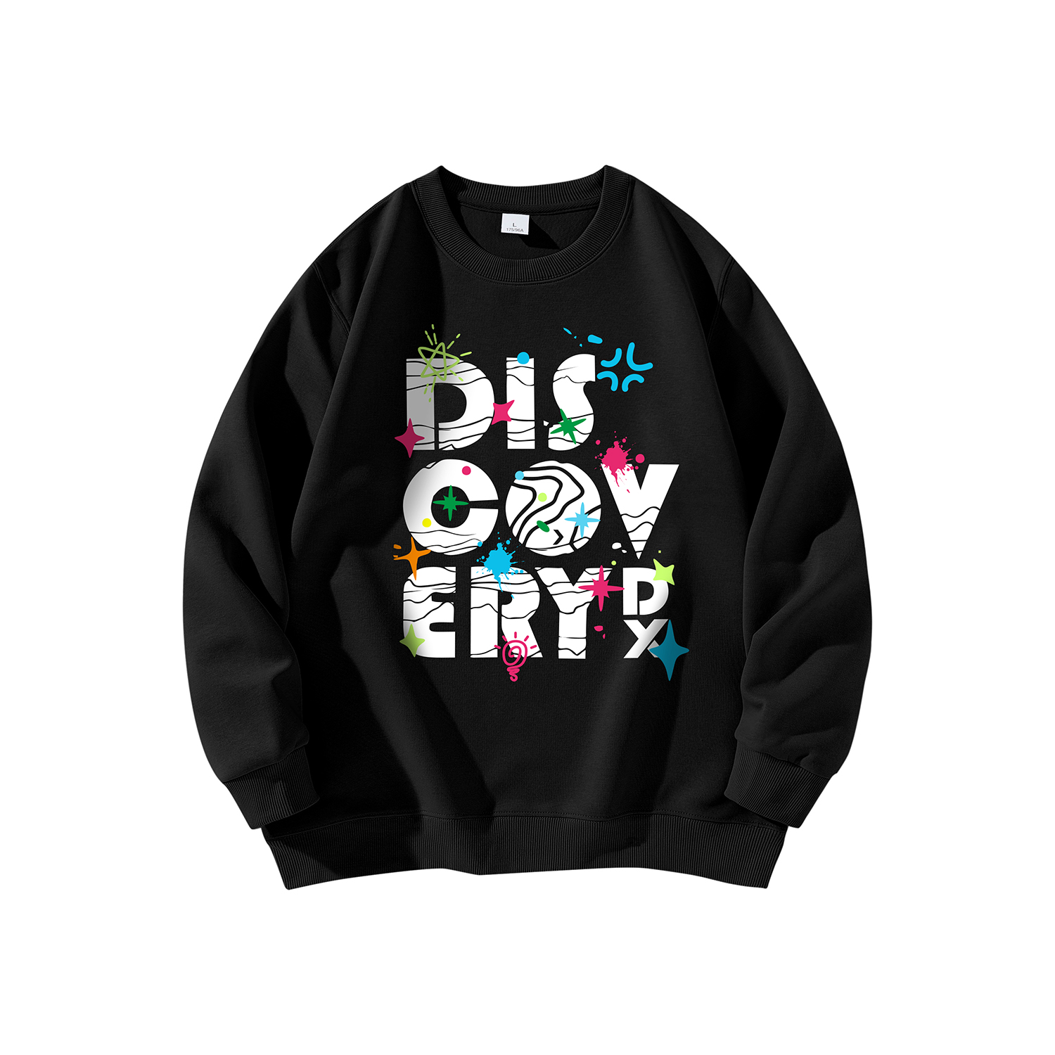 Discovery Expedition Graffiti Letter Print Oversized Crewneck Sweatshirt Unisex. DAAUL900584