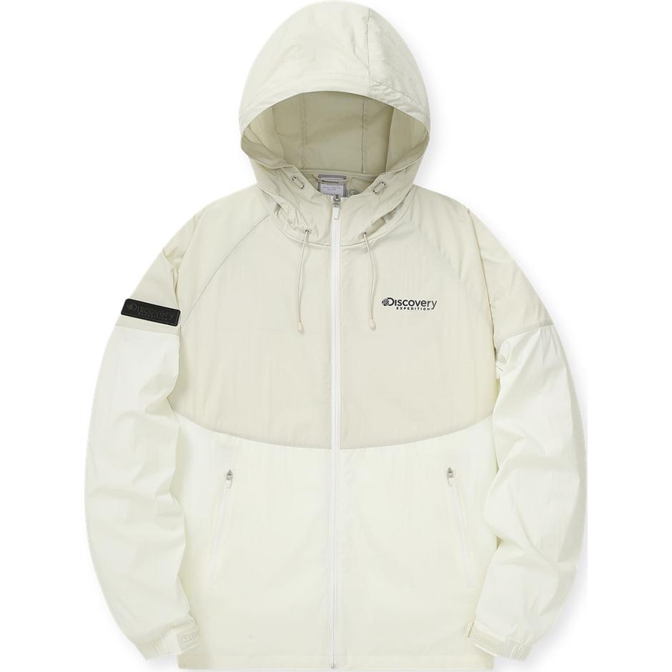 Discovery Expedition Ivory White Colorblock Zip-Up Hoodie Jacket DXWJ65043-IVS