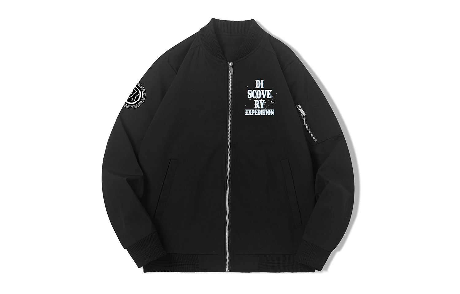 Discovery Expedition Letter Logo Windbreaker Jacket Unisex - Black. DAAEL000726