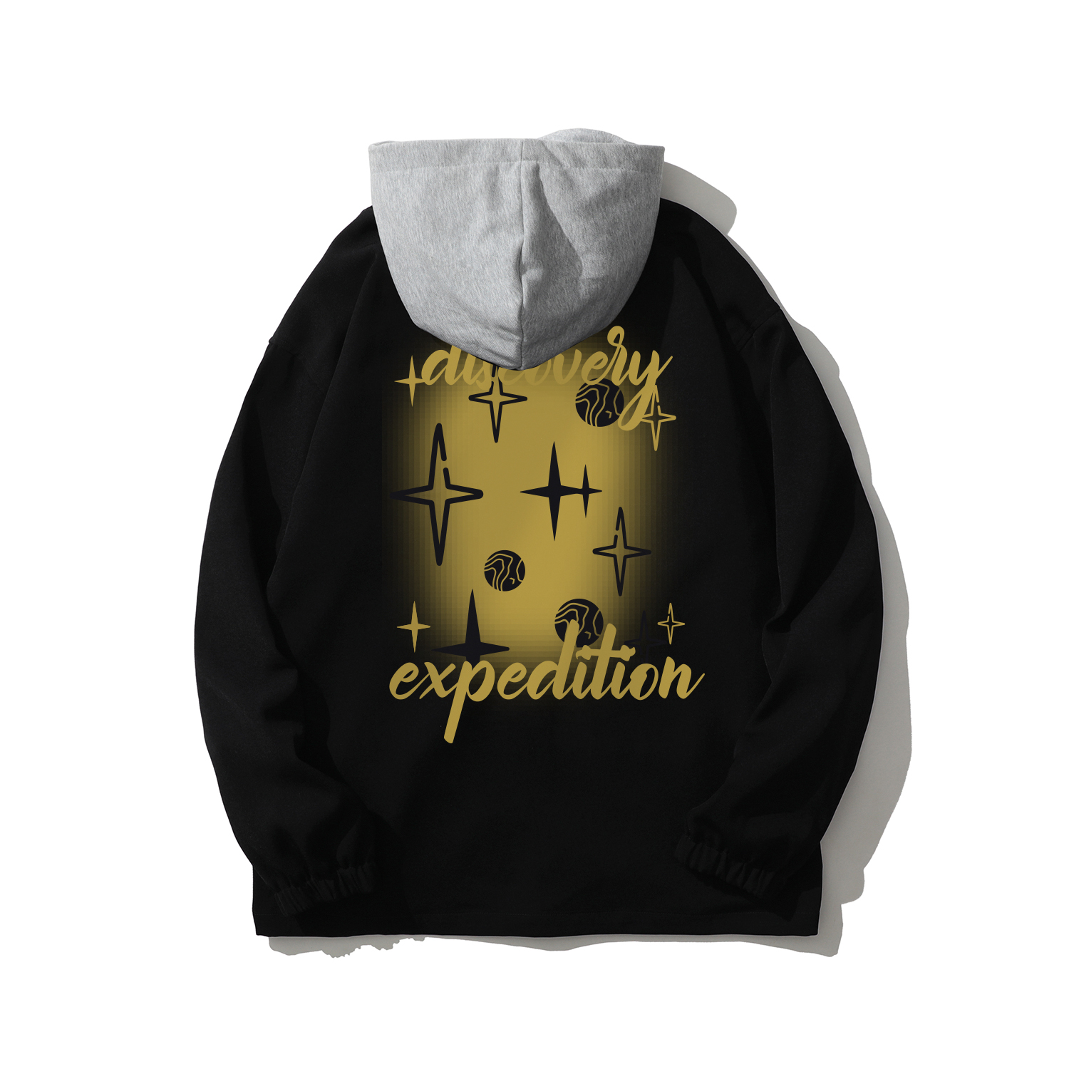 Discovery Expedition Letter Print Colorblock Hooded Jacket Unisex Casual Style XDAAEL000905