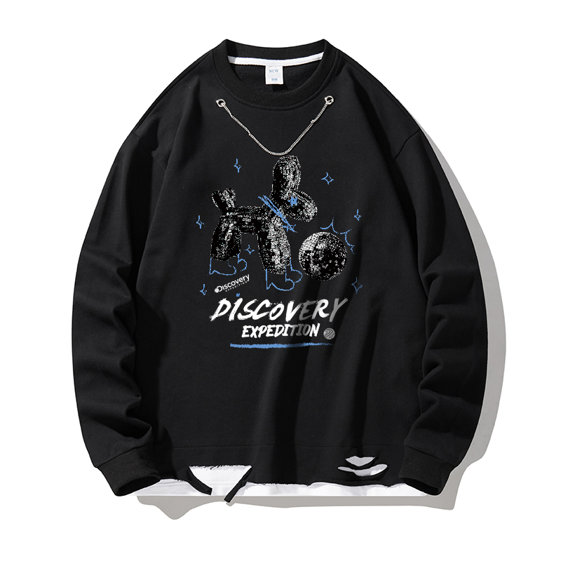 Discovery Expedition Logo Print Casual Crewneck Sweatshirt Unisex Long Sleeve. XDAAUL000894