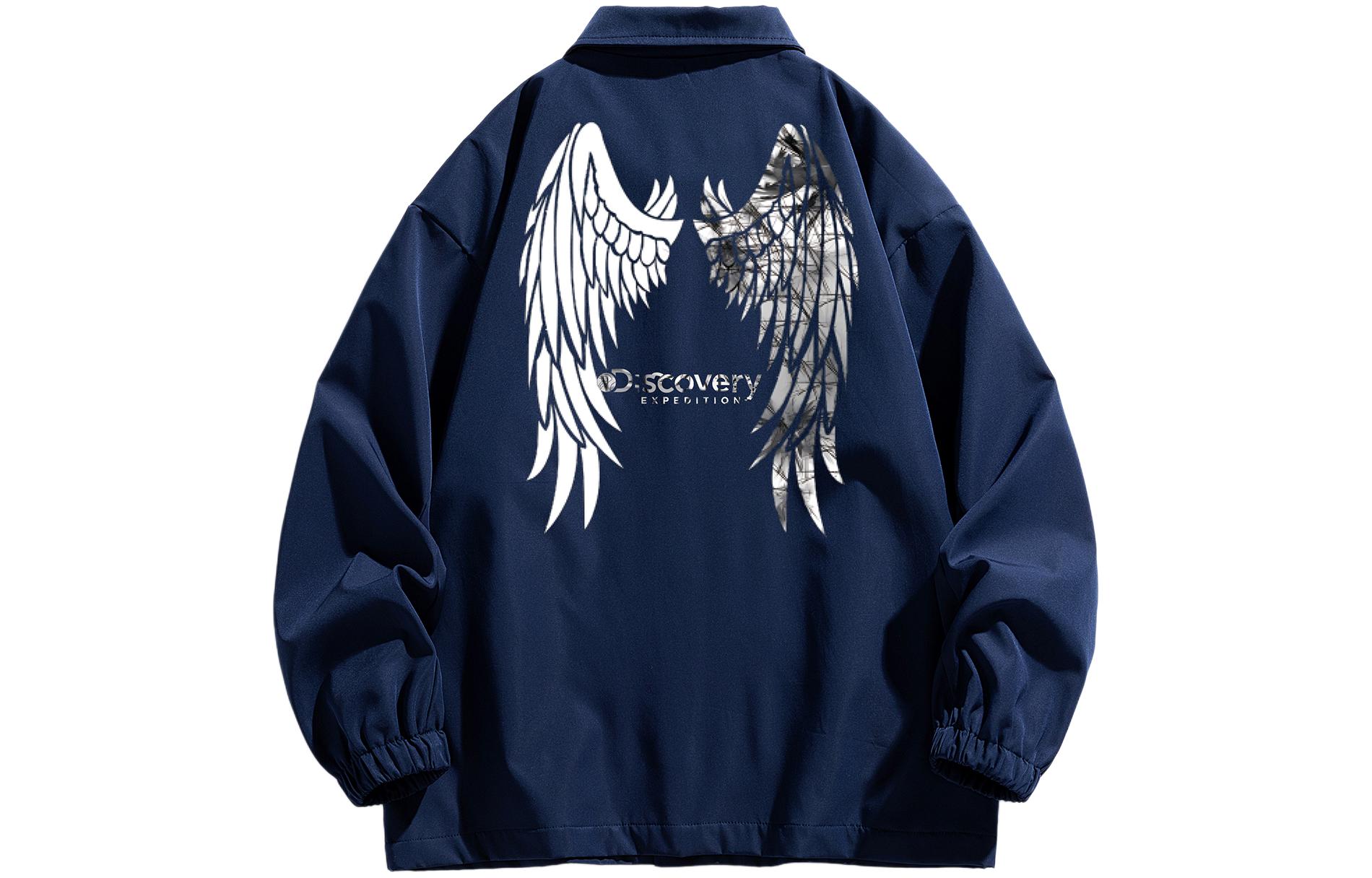 Discovery Expedition Loose Fit Outdoor Wing Print Polo Collar Jacket XDAAEL000907