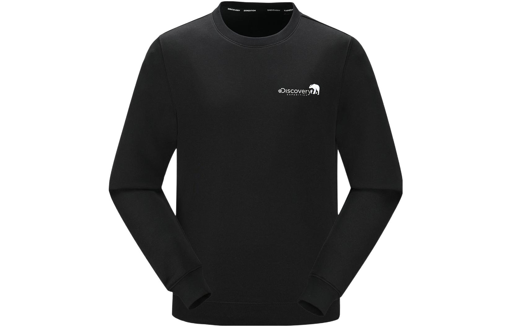 Discovery Expedition Minimalist Logo Embroidered Crewneck Sweatshirt Men’s Black DAUJ91825-G01X