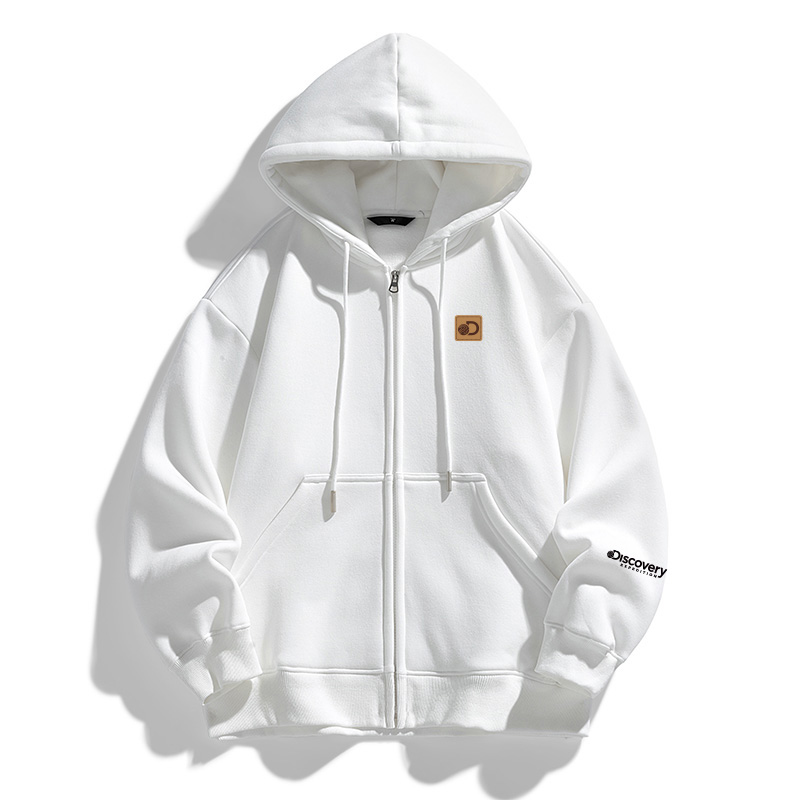 Discovery Expedition Relaxed Fit Hoodie Zip-Up with Logo and Printed Design XDAAUL000898