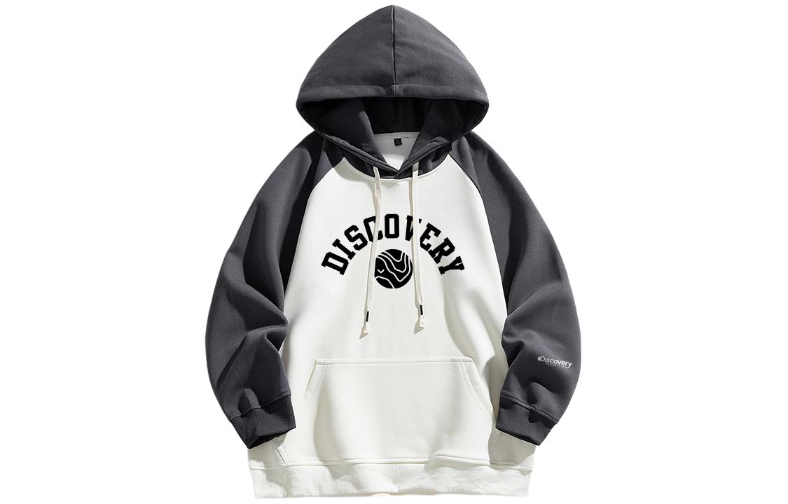 Discovery Expedition Retro Letter Print Loose Fit Raglan Sleeve Hoodie Unisex. XDAAUL000886