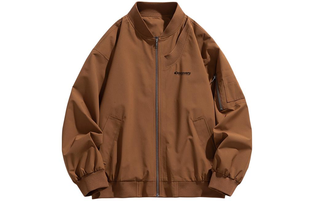 Discovery Expedition Retro Pilot Style Loose Fit Logo Print Jacket XDAAEL000912