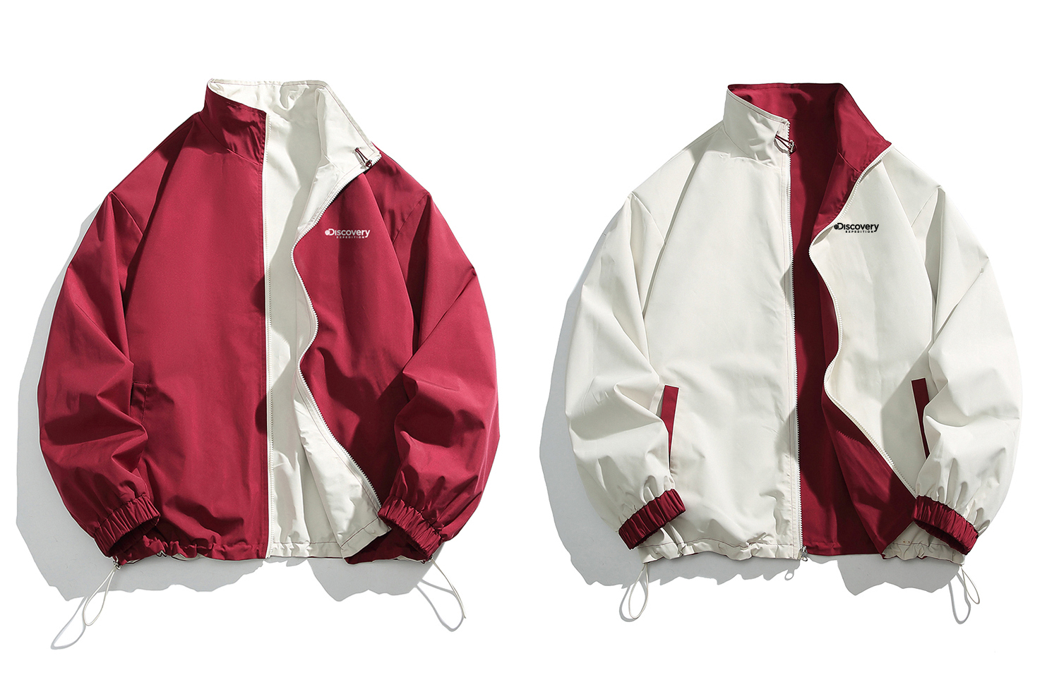 Discovery Expedition Unisex Reversible Logo Jacket: Minimalist Solid Color Casual Style XDAAEL000895