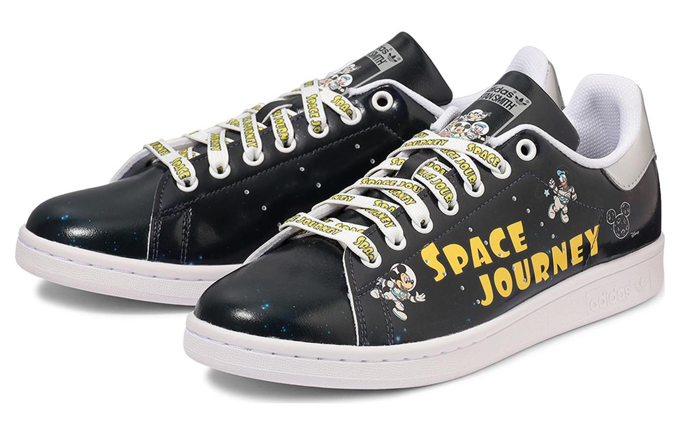 Lookbook Disney/迪士尼 x adidas originals StanSmith 輕便耐磨防滑 低筒 板鞋 男女款 黑銀色