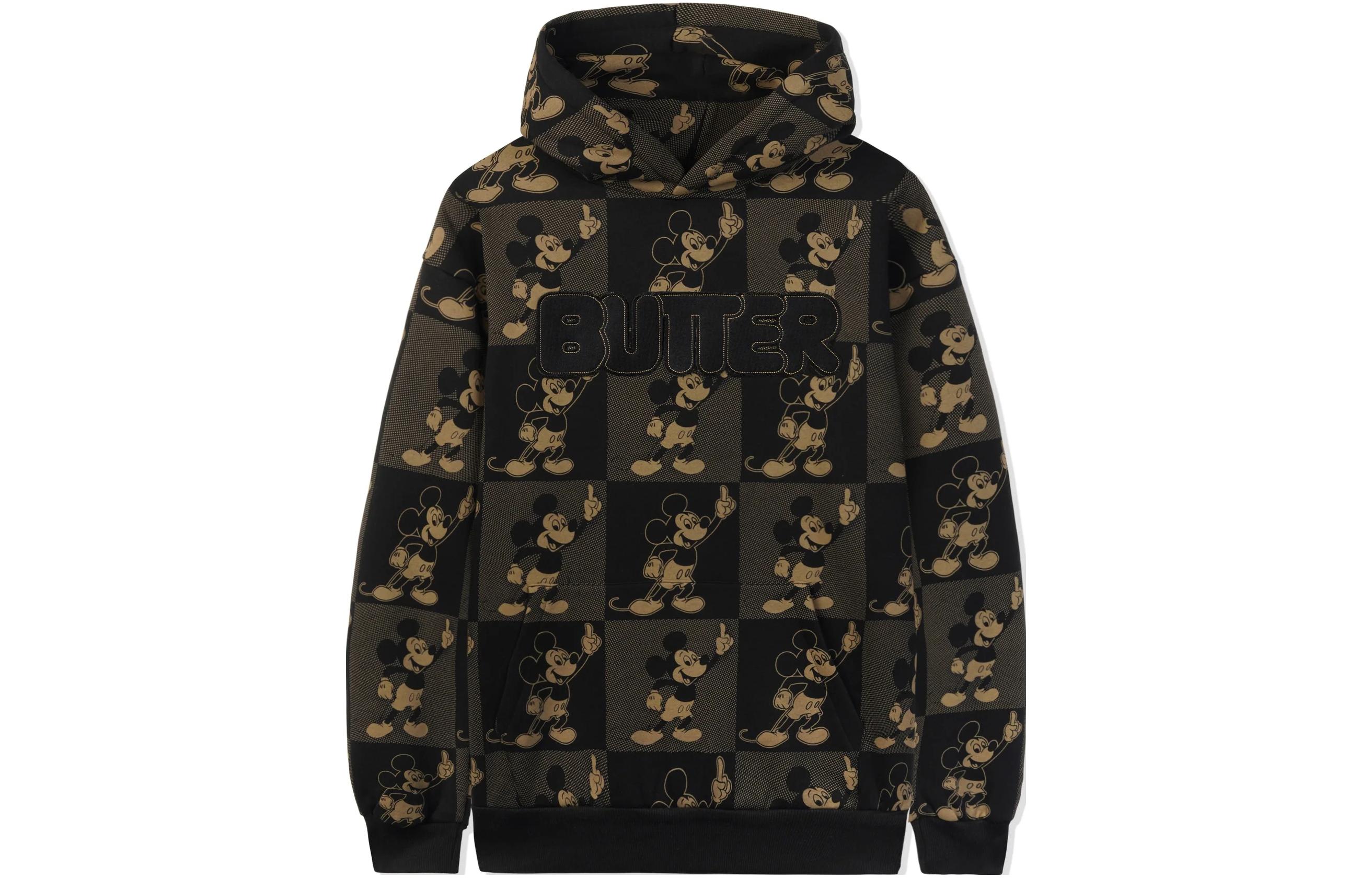 Disney Butter Goods FW23 Checkered Mickey Mouse Hoodie Unisex Brown BGDY230201