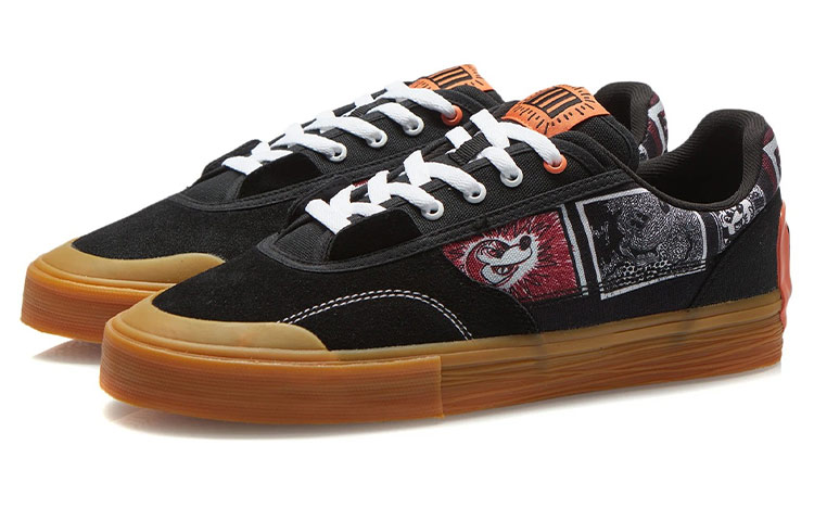 Lookbook Disney/迪士尼 x LiNing李寧 Keith Haring 復古萬用休閒 防滑耐磨 低筒 板鞋 男款 黑色