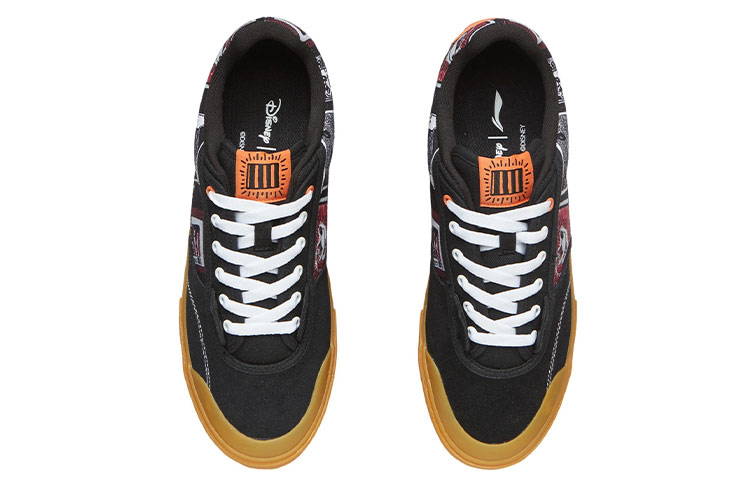 Shop Disney/迪士尼 x LiNing李寧 Keith Haring 復古萬用休閒 防滑耐磨 低筒 板鞋 男款 黑色