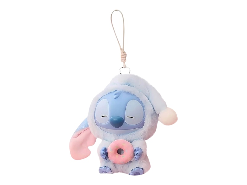 Disney x Miniso Top Toy Stitch Eating Something Before Sleep Sleepy Donut Plush Keychain