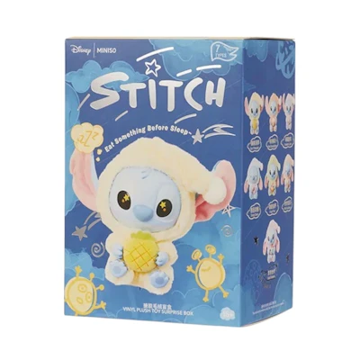 Disney Miniso Top Toy Stitch Eating Something Before Sleep Plush Keychain Single Blind Box