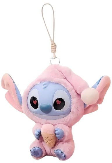 disney-x-miniso-top-toy-stitch-eating-something-before-sleep-strawberry-cone-plush-keychain