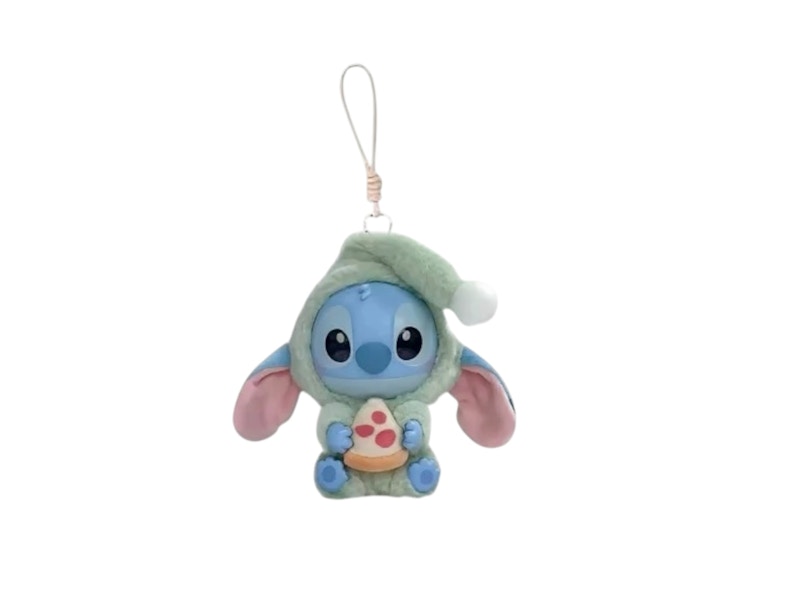 Disney x Miniso Top Toy Stitch Eating Something Before Sleep Crispy Pizza Plush Keychain