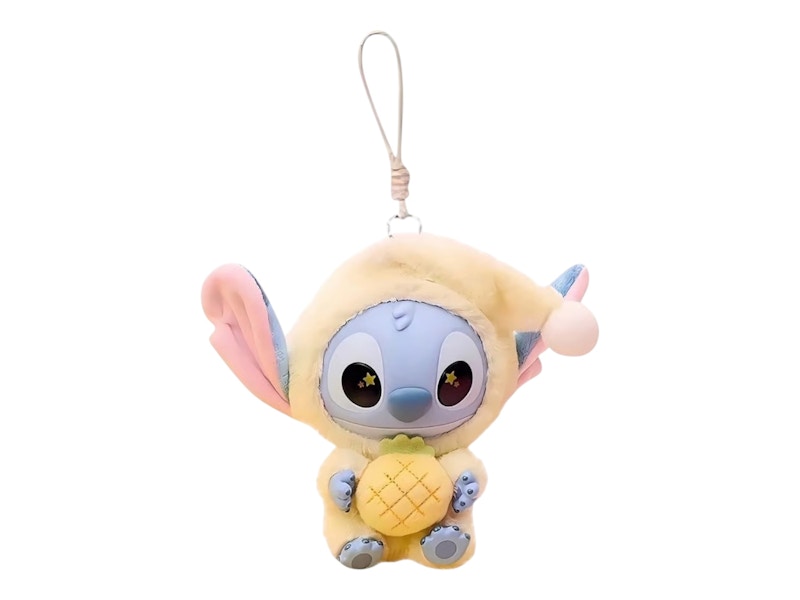 Disney Miniso Top Toy Stitch Eating Something Before Sleep Sour Pineapple Plush Keychain