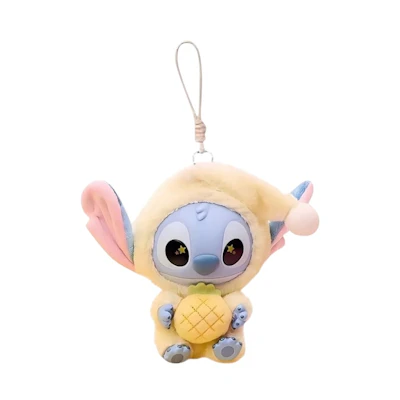 Disney Miniso Top Toy Stitch Eating Something Before Sleep Sour Pineapple Plush Keychain