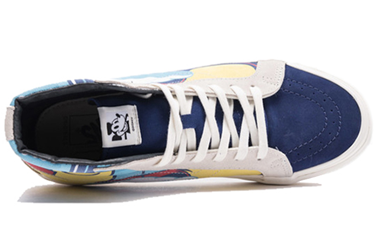 Shop 迪士尼 x Vans SK8 HI 迪士尼聯名 復古滑板鞋 高幫 板鞋 男女同款 藍黃
