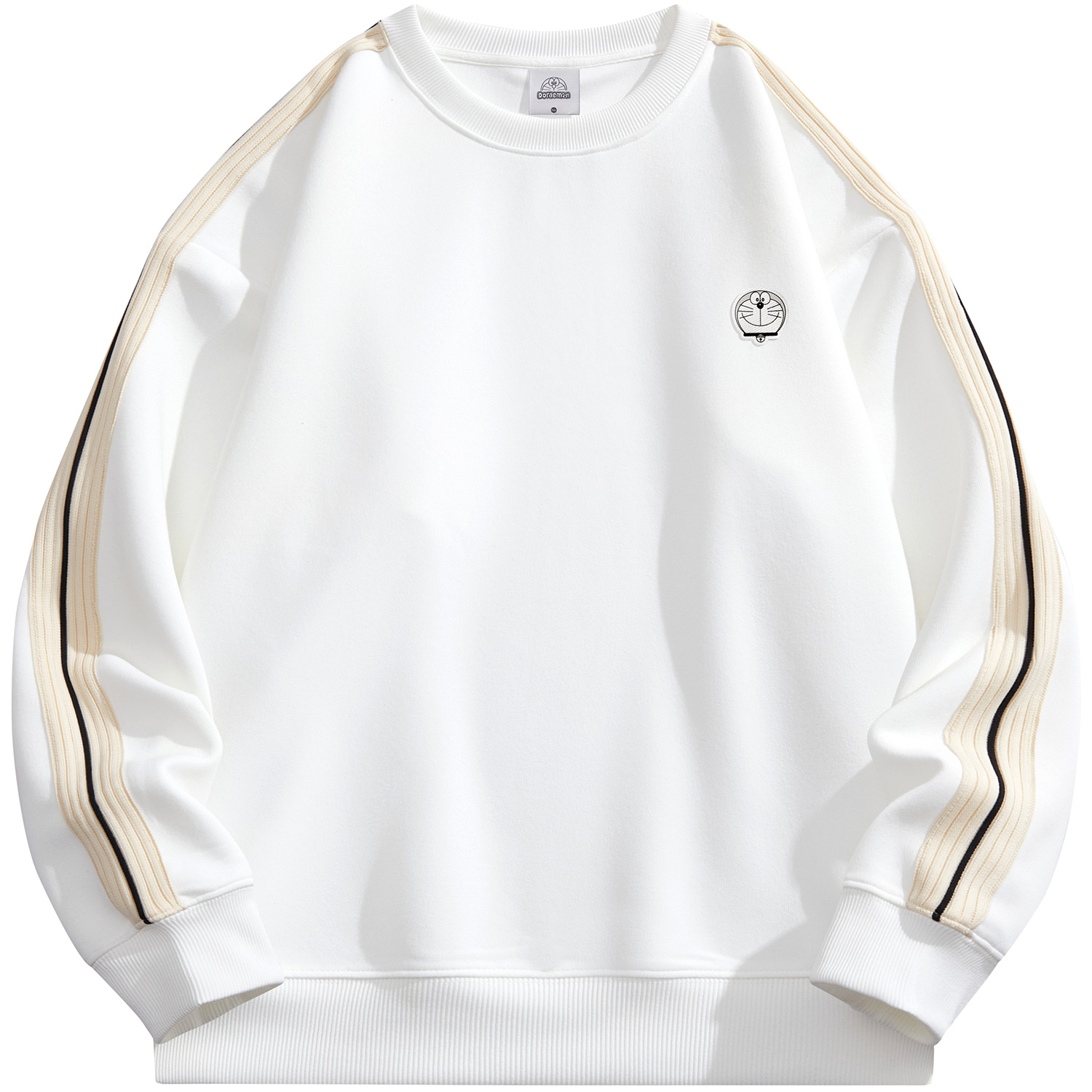 Doraemon Basic Logo Stripe Casual Loose Crewneck Sweatshirt Unisex 336717D