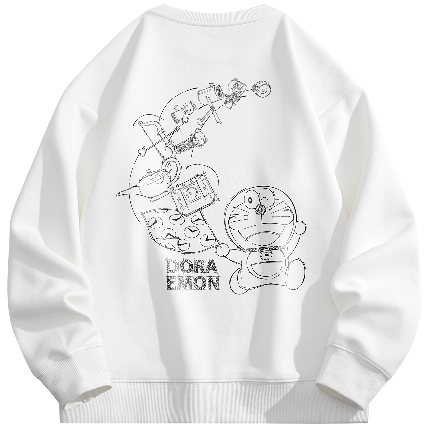 Doraemon Cartoon Graffiti Print Loose Casual Crewneck Sweatshirt Unisex 23828DLA23001G31596D