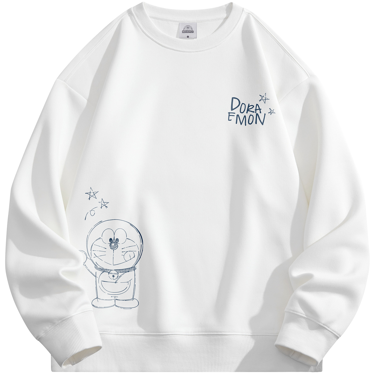 Doraemon Cartoon Print Oversized Pullover Sweatshirt Unisex Casual Crewneck 23828DLA33091G33576D