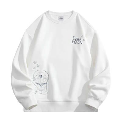 Doraemon Cartoon Print Oversized Pullover Sweatshirt Unisex Casual Crewneck 23828DLA33091G33576D