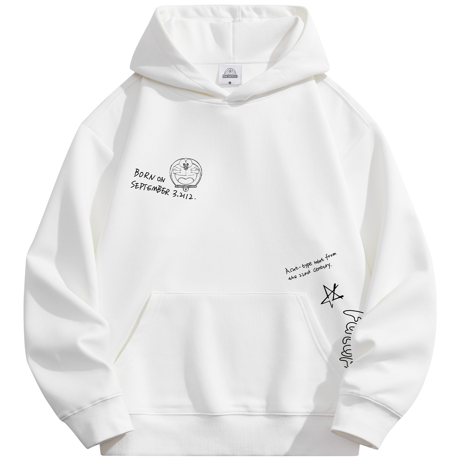 Doraemon Cartoon Star Logo Printed Oversized Hoodie Unisex Casual Style 231583DLA33068G33521D