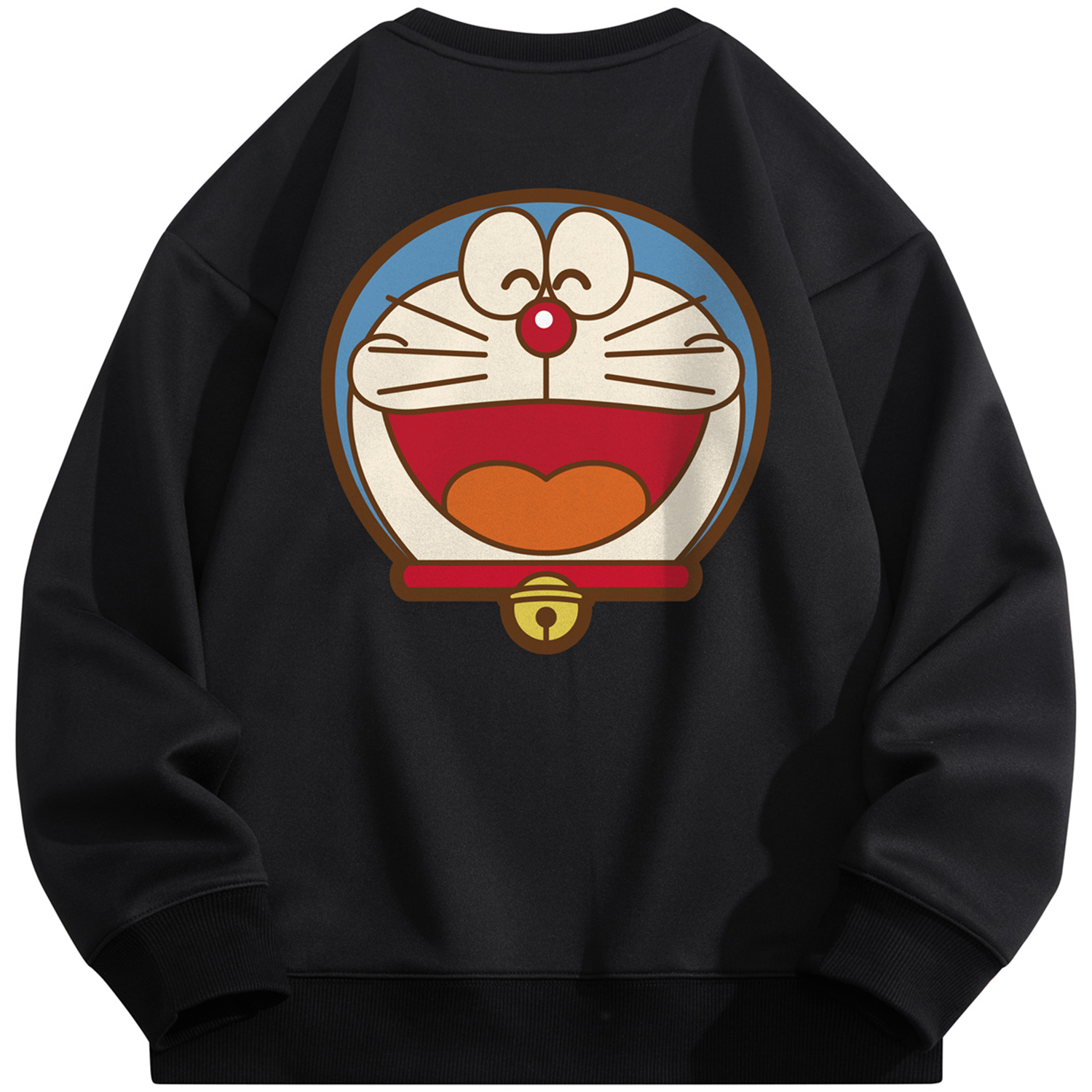Doraemon Casual Loose Fit Crewneck Sweatshirt with Cartoon Print Unisex 336277D