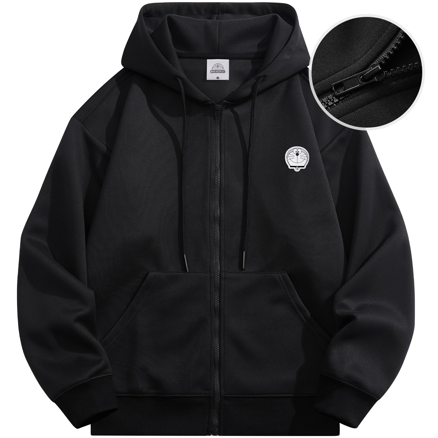 Doraemon Embroidered Logo Casual Hoodie Jacket - Unisex Cartoon Design 23256DLA33066G33531D